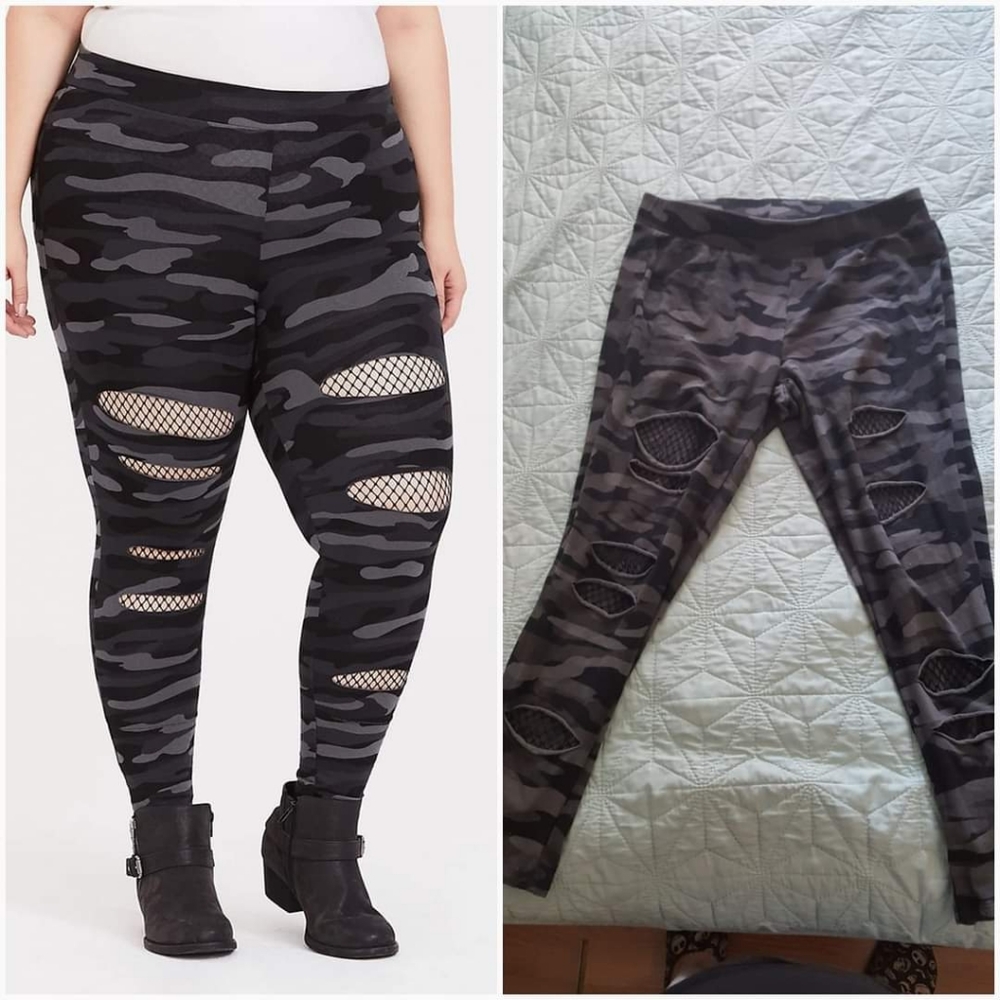 Torrid camo fishnet underlay leggings